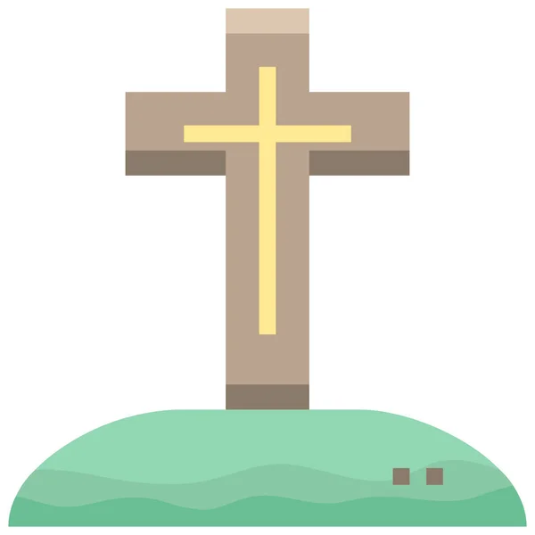 Cementery Cross Cultures Icon Flat Style — Stock Vector