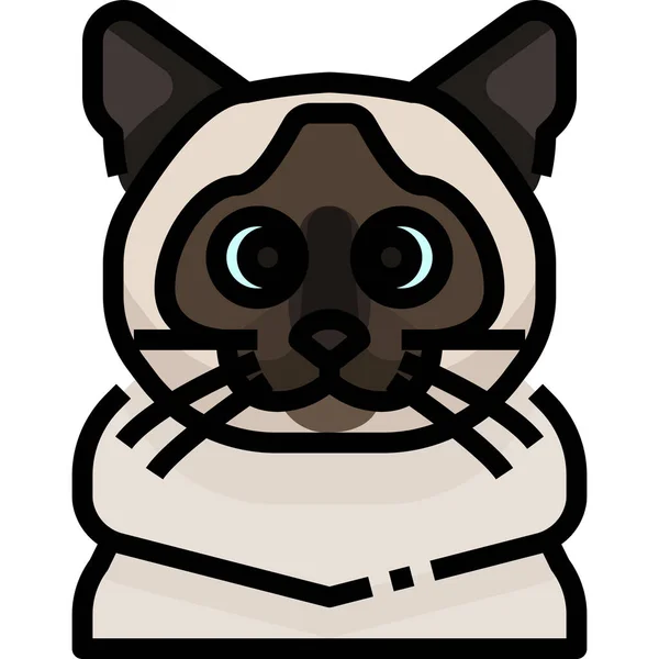 Animal Avatar Birman Ícone Estilo Esboço Preenchido — Vetor de Stock