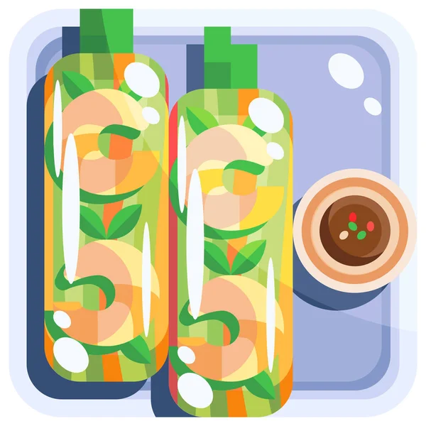 Cuon Eat Food Icon Flat Style — Stock Vector