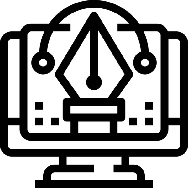 Icono Desarrollo Diseño Computadora Estilo Esquema — Vector de stock