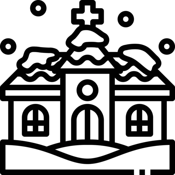 Casa Edificios Invierno Icono — Vector de stock