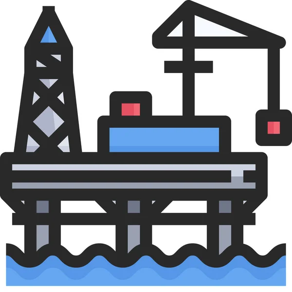 填充轮廓风格的工业石油动力图标 — 图库矢量图片