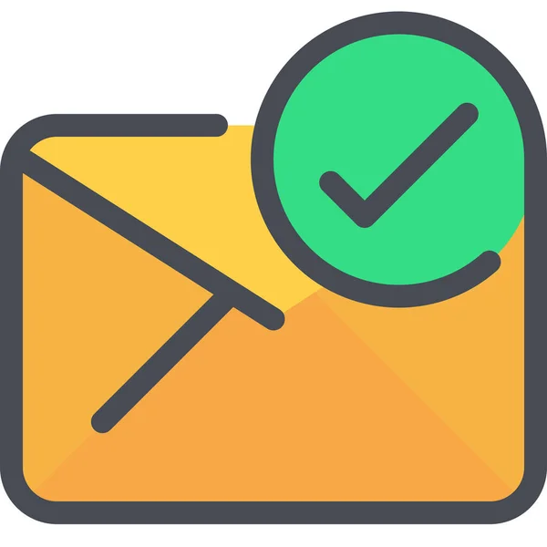 Check Communicatie Mail Pictogram Gevulde Omtrek Stijl — Stockvector