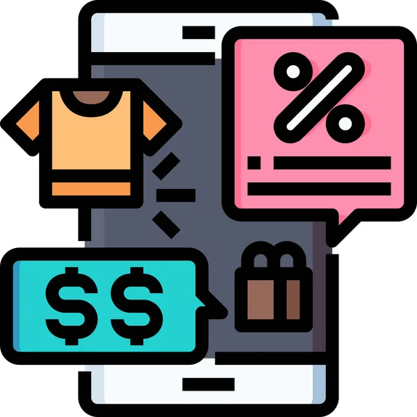 Shirt Sale Smartphone Icon Black Friday Cyber Monday Category — Stock Vector