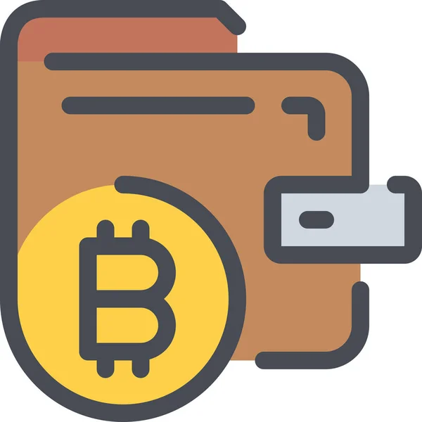 Bitcoin Icono Moneda Negocios Estilo Contorno Lleno — Vector de stock