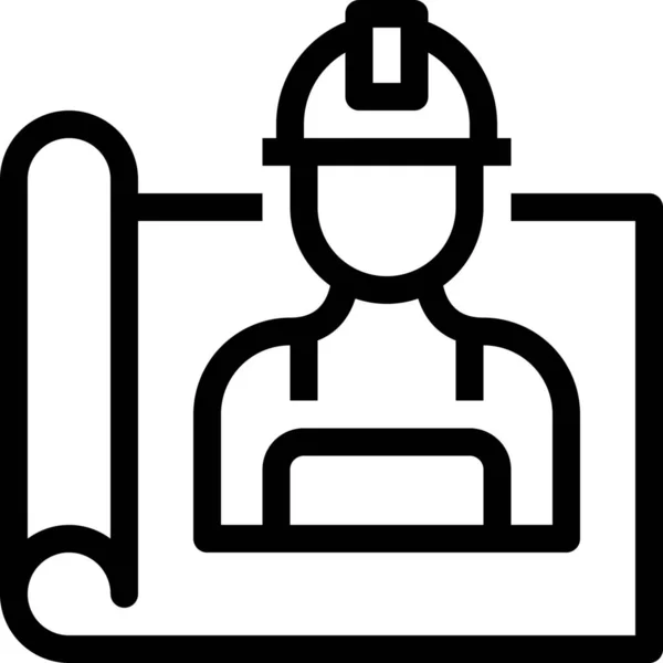 Engineer Engineering Factory Icon Outline Style — Stock Vector