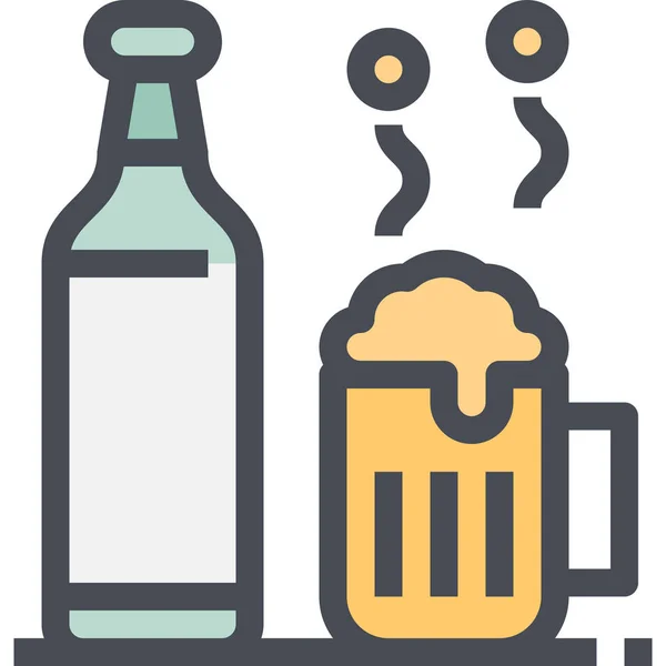 Doldurulmuş Taslak Biçiminde Alkol Çubuğu Bira Simgesi — Stok Vektör