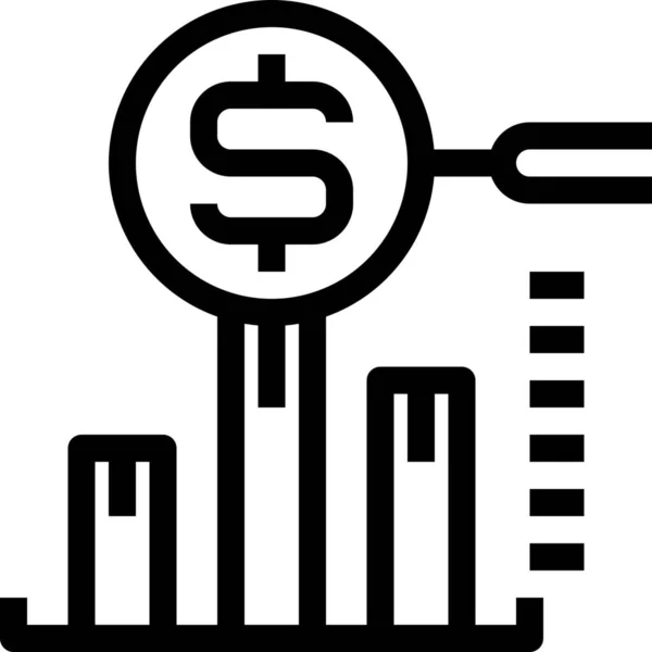 Ícone Financeiro Negócio Análise Estilo Esboço — Vetor de Stock