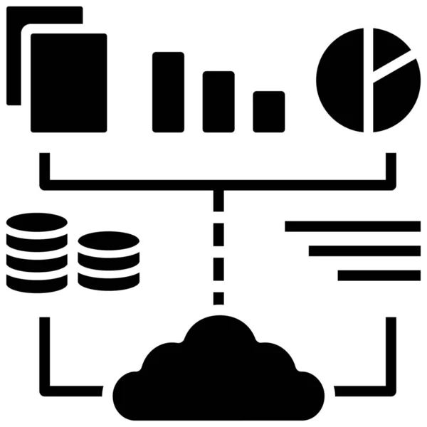 Icono Análisis Datos Nube Big Data Estilo Sólido — Vector de stock