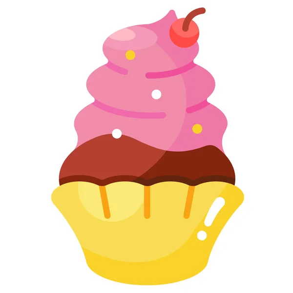 Bageri Tårta Cupcake Ikon Platt Stil — Stock vektor
