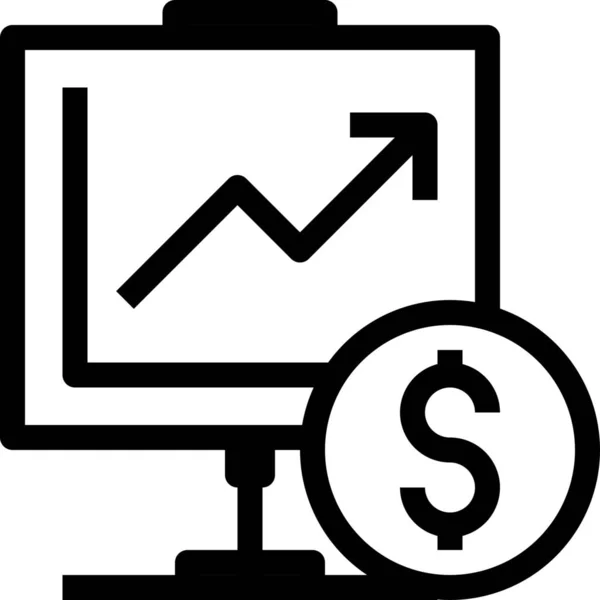 商业图表财务图标的轮廓风格 — 图库矢量图片