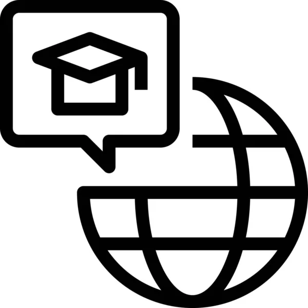 Onderwijs Wereldwijd Internet Icoon Contouren Stijl — Stockvector