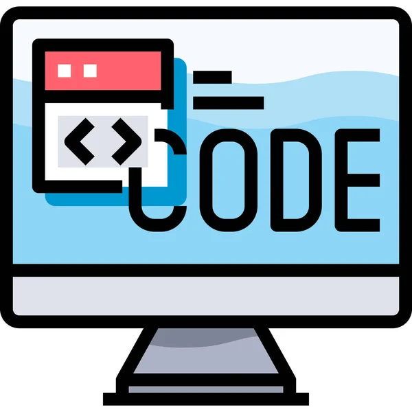 Εικονίδιο Κωδικοποίησης Κώδικα Εφαρμογής Γεμισμένο Στυλ Περιγράμματος — Διανυσματικό Αρχείο