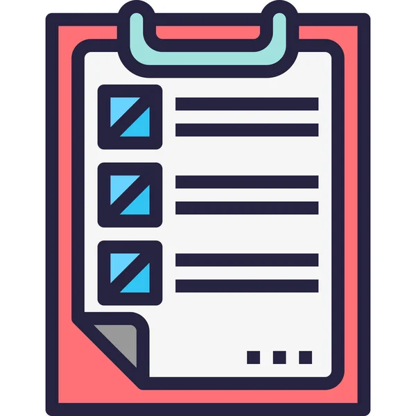 Checkliste Clipboard Dokument Symbol Stil Ausgefüllter Umrisse — Stockvektor