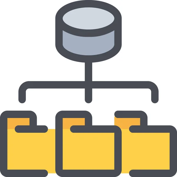 Connecter Icône Base Données Dans Style Contour Rempli — Image vectorielle