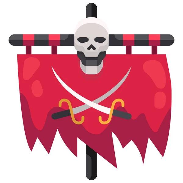 Huesos Bandera Icono Pirata Estilo Plano — Vector de stock