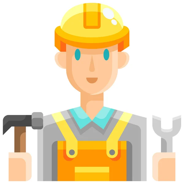 Avatar Engineer Job Icon Flat Style — Stock Vector