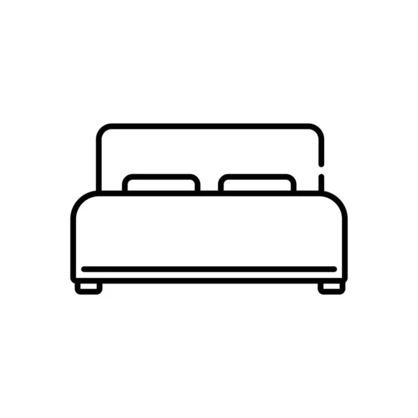 Slaapkamer Met Tweepersoonsbed Icoon Outline Stijl — Stockvector