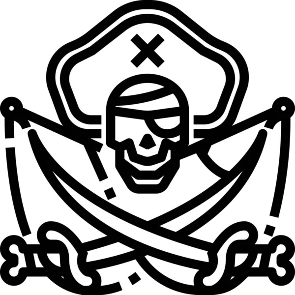 骨骼标志海盗图标的轮廓风格 — 图库矢量图片