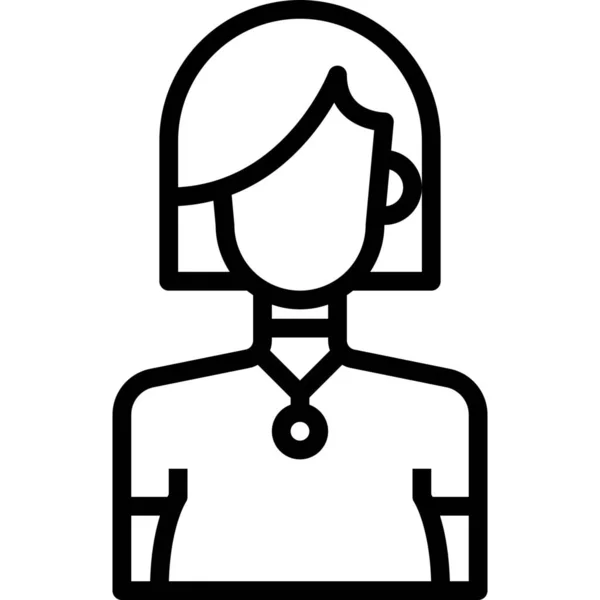 Icona Avatar Femminile Persone Stile Outline — Vettoriale Stock