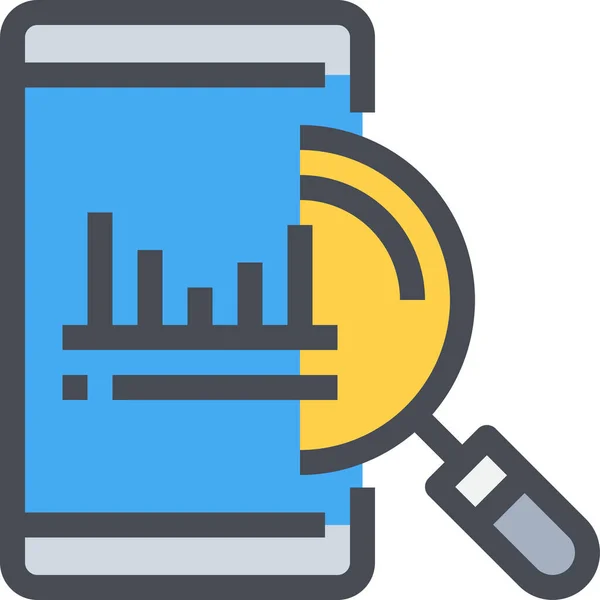 Ikona Datového Mobilu Analytics Stylu Vyplněného Osnovy — Stockový vektor