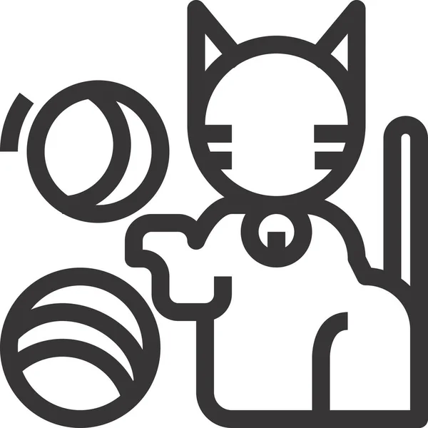 Animal Gato Mascota Icono Estilo Esquema — Vector de stock