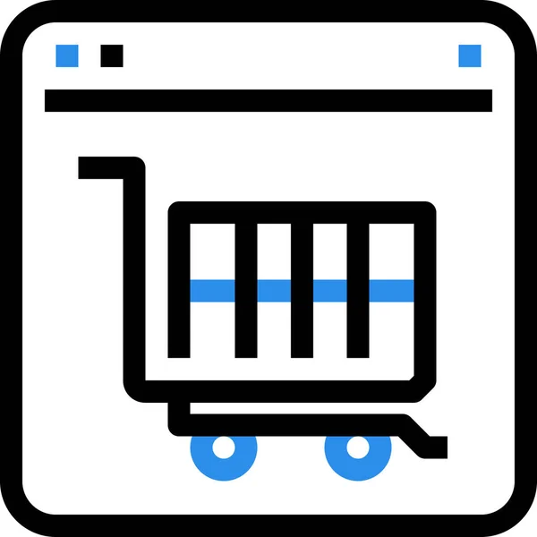 Icona Del Browser Cart Commerce Stile Contorno — Vettoriale Stock