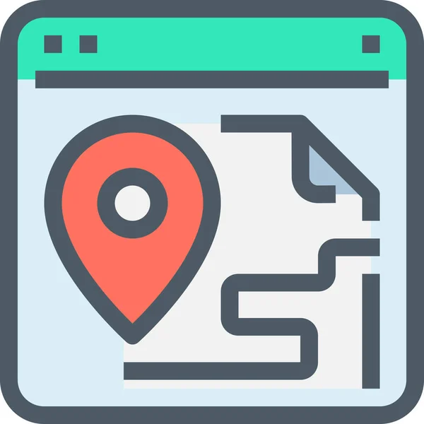 Browser Document Gps Pictogram Gevulde Omtrek Stijl — Stockvector