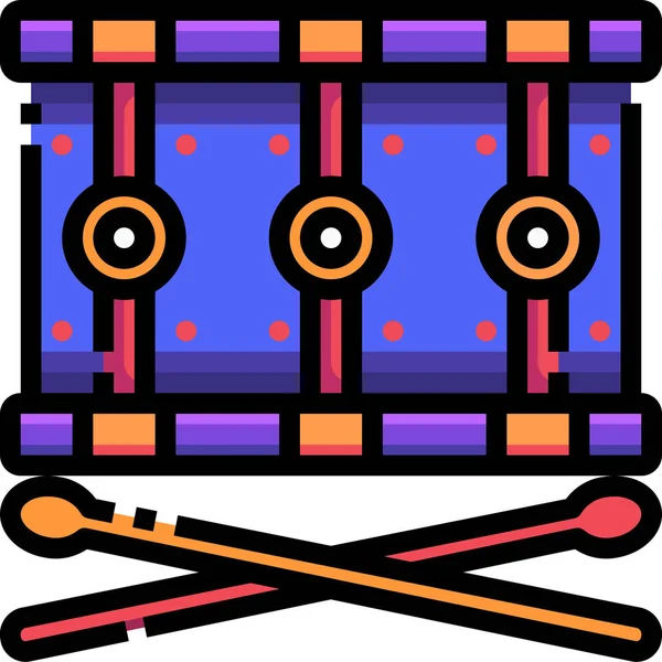 Tambor Tambores Tambores Icono Estilo Contorno Lleno — Vector de stock