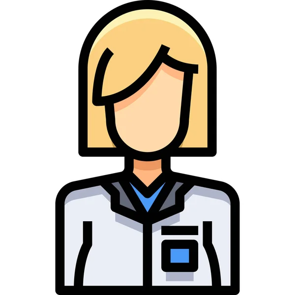 Avatar Icono Gente Femenina Estilo Contorno Lleno — Vector de stock