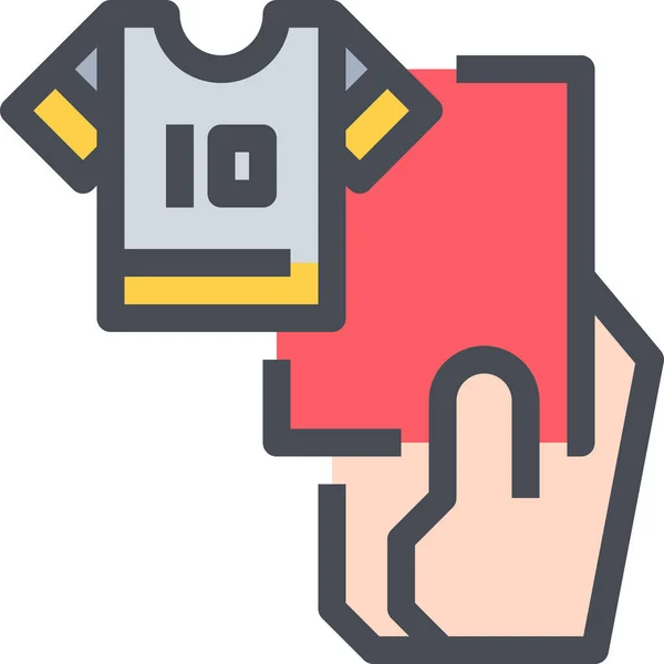 Carte Football Icône Rouge Dans Style Contour Rempli — Image vectorielle