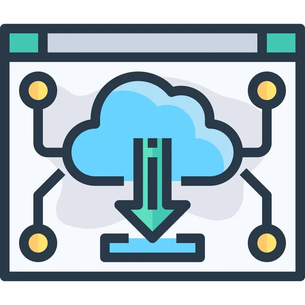 Icône Cloud Computing Navigateur Dans Style Contour Rempli — Image vectorielle