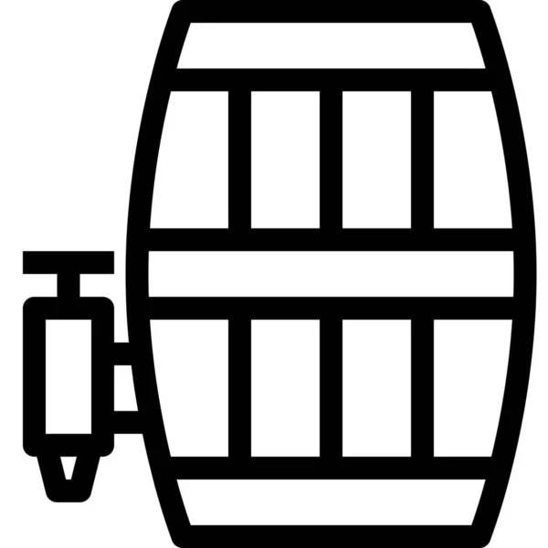 Ikona Piwa Baryłki Alkoholu Stylu Zarysu — Wektor stockowy