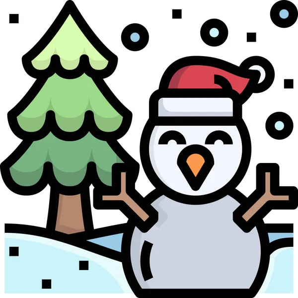 Snowman Xmas Tree Icon — Stock Vector