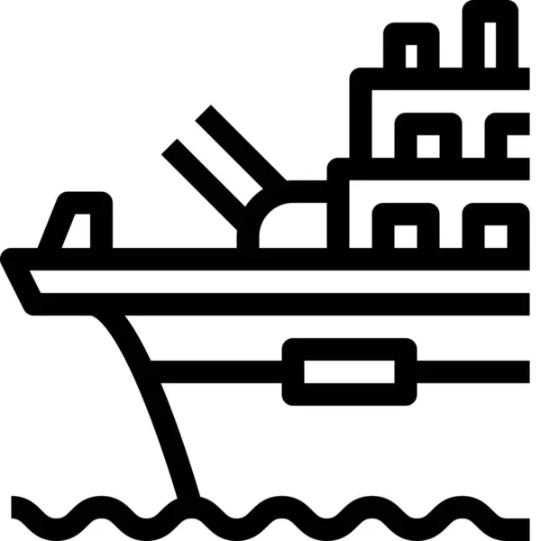 Militärschiff Ikone Outline Stil — Stockvektor