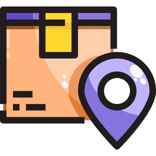 Box Delivery Location Icon Filled Outline Style — Stock Vector