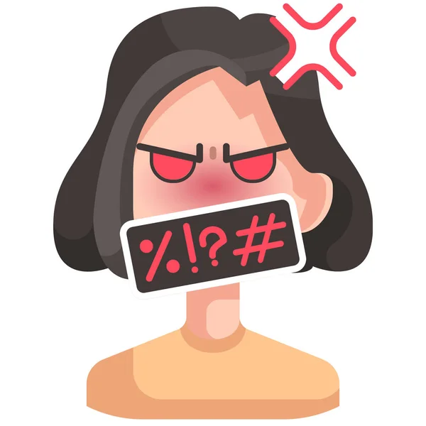 Avatar Cursing Girl Icon Flat Style — Stock Vector