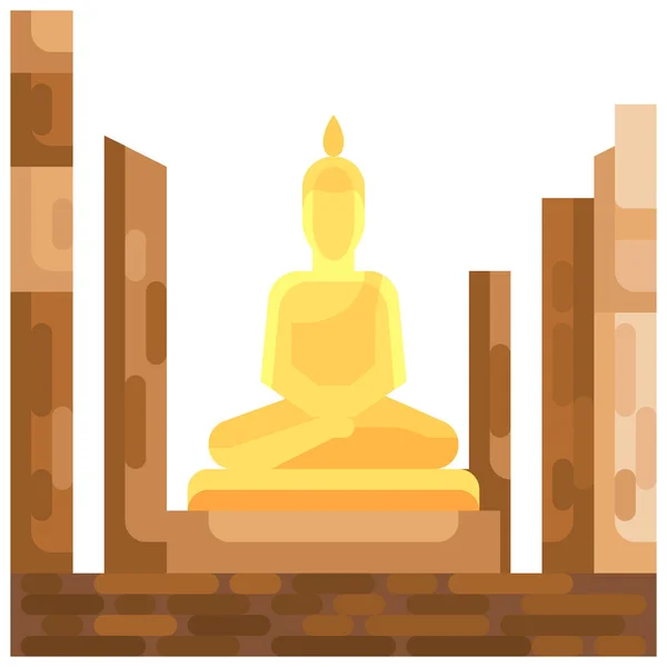 Arquitectura Buddha Culturas Icono Estilo Plano — Vector de stock
