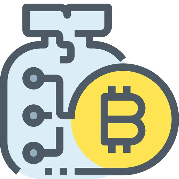 Иконка Bag Bank Bitcoin Стиле Filled Outline — стоковый вектор