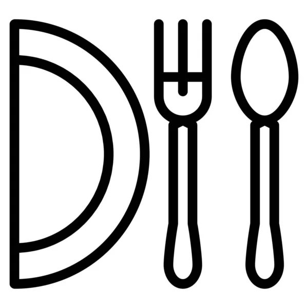 Dish Element Fork Icon Outline Style — Stock Vector
