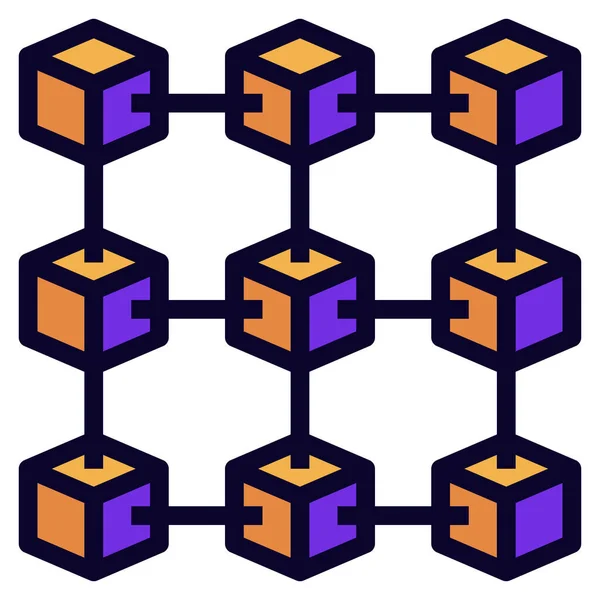 Blockchain Symbol Für Digitales Netzwerk Stil Ausgefüllter Umrisse — Stockvektor