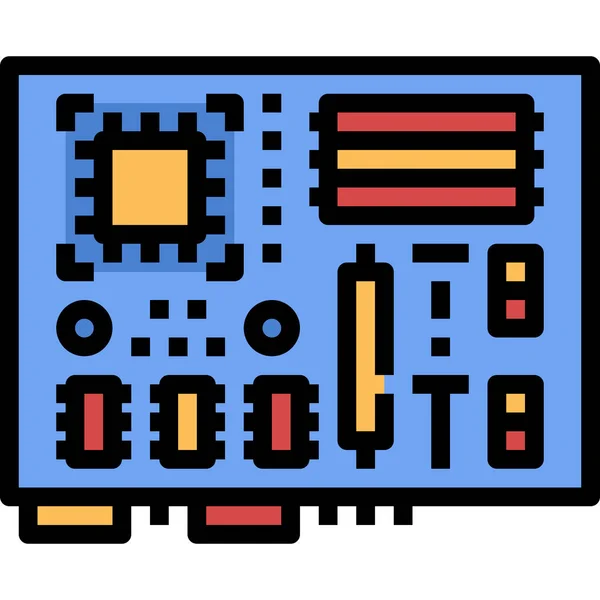 Icona Digitale Cpu Del Computer Stile Contorno Riempito — Vettoriale Stock