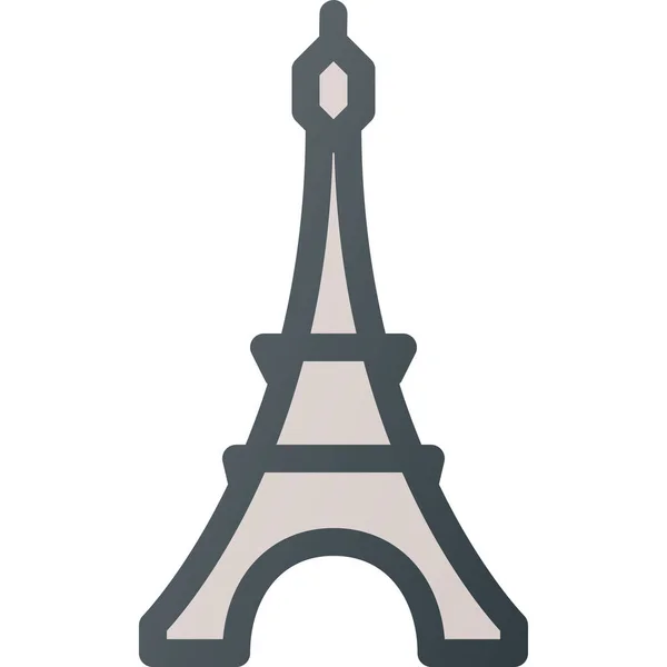 Architektura Budynku Eiffel Ikona Stylu Wypełnione Zarys — Wektor stockowy