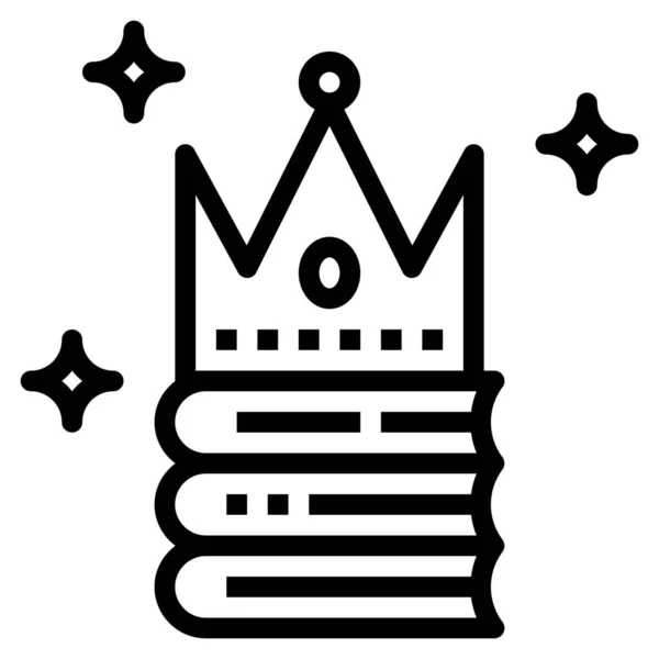 图书王冠图标的轮廓风格 — 图库矢量图片