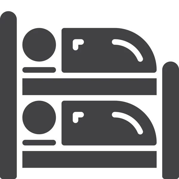 Cama Dormitorio Litera Icono Estilo Sólido — Vector de stock