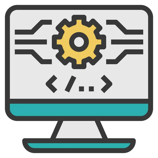 Code Computerausrüstung Symbol Stil Ausgefüllter Umrisse — Stockvektor