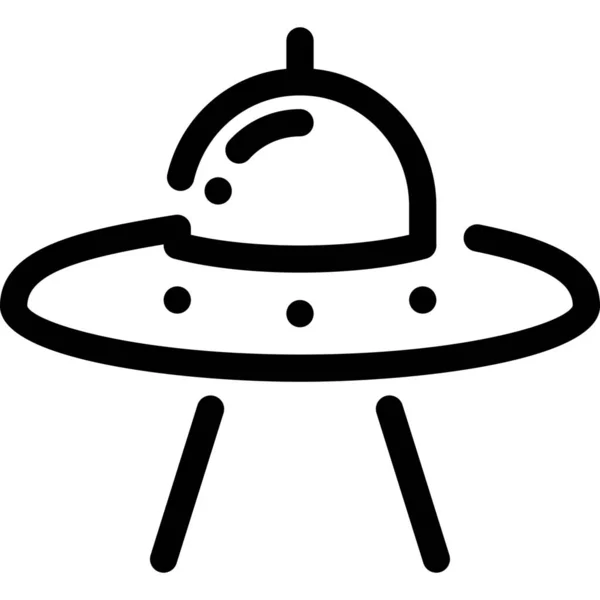 Alien Flying Saucer Space Icon Outline Style — Stock Vector