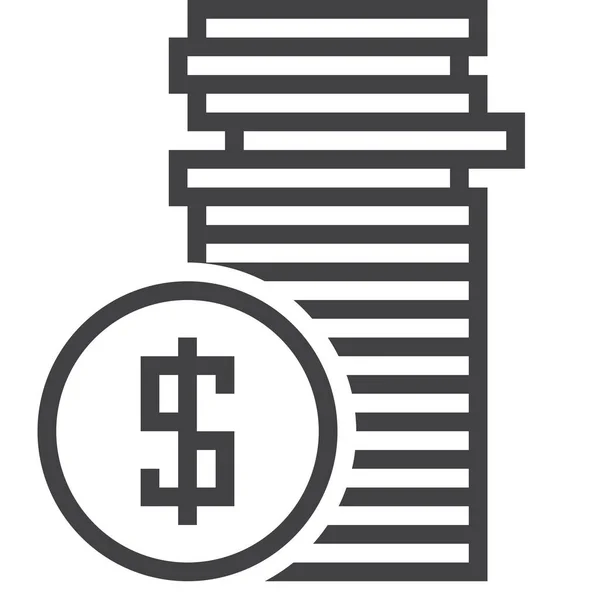 Cash Coins Stacked Icon Outline Style — Stock Vector
