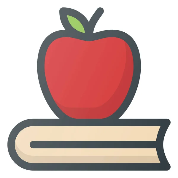 Apple Book Education Icon Filled Outline Style — Stock Vector