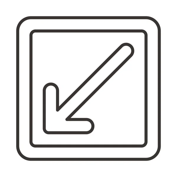 Flecha Icono Dirección Inferior Estilo Esquema — Archivo Imágenes Vectoriales